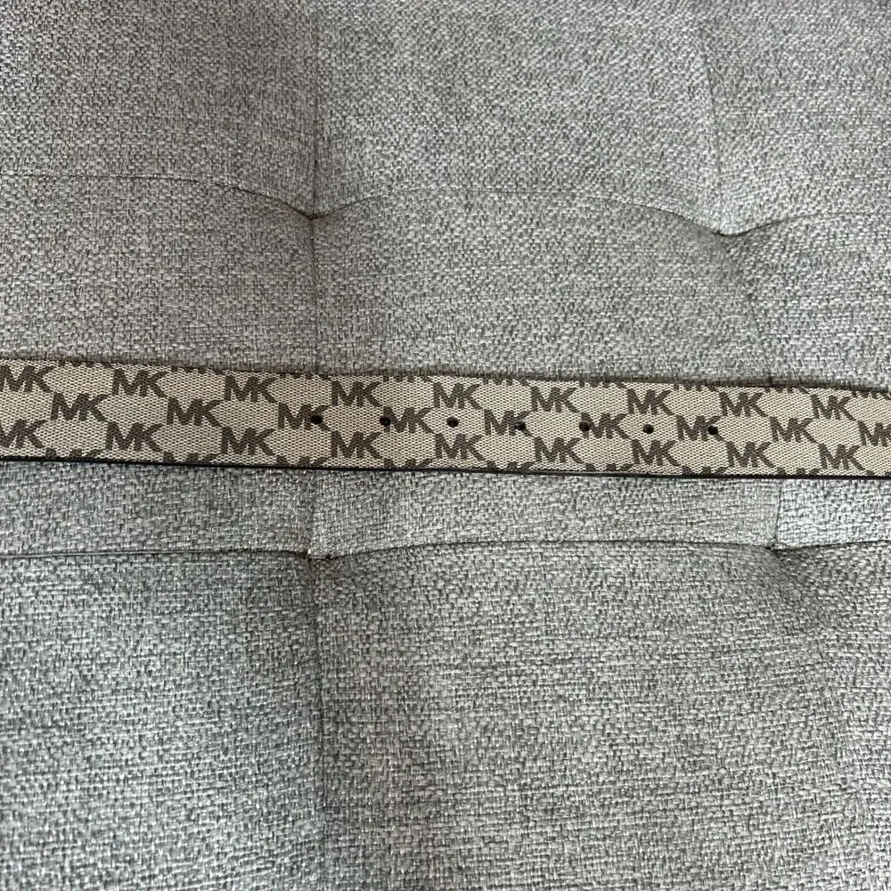 Michael Kors Logo Belt Round Gold Buckle